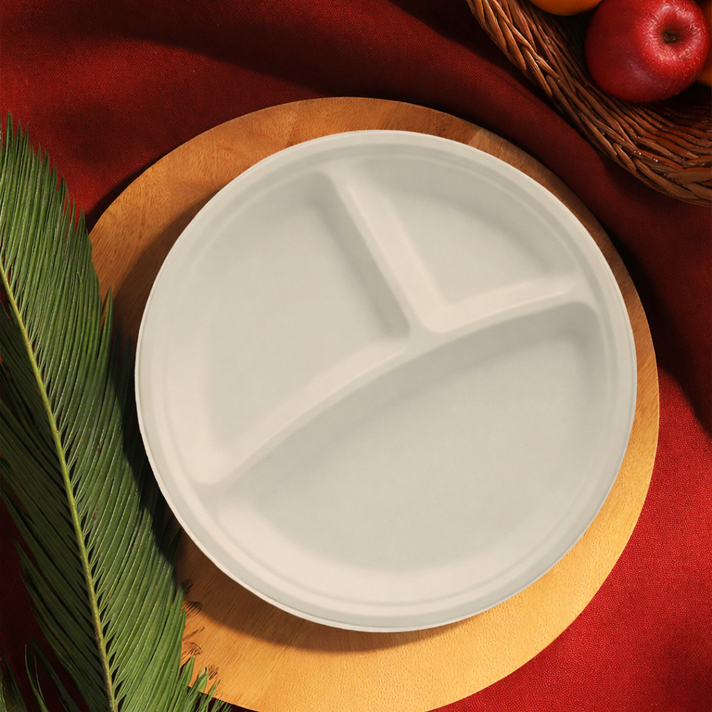 10″ 3CP Brown Round Plate